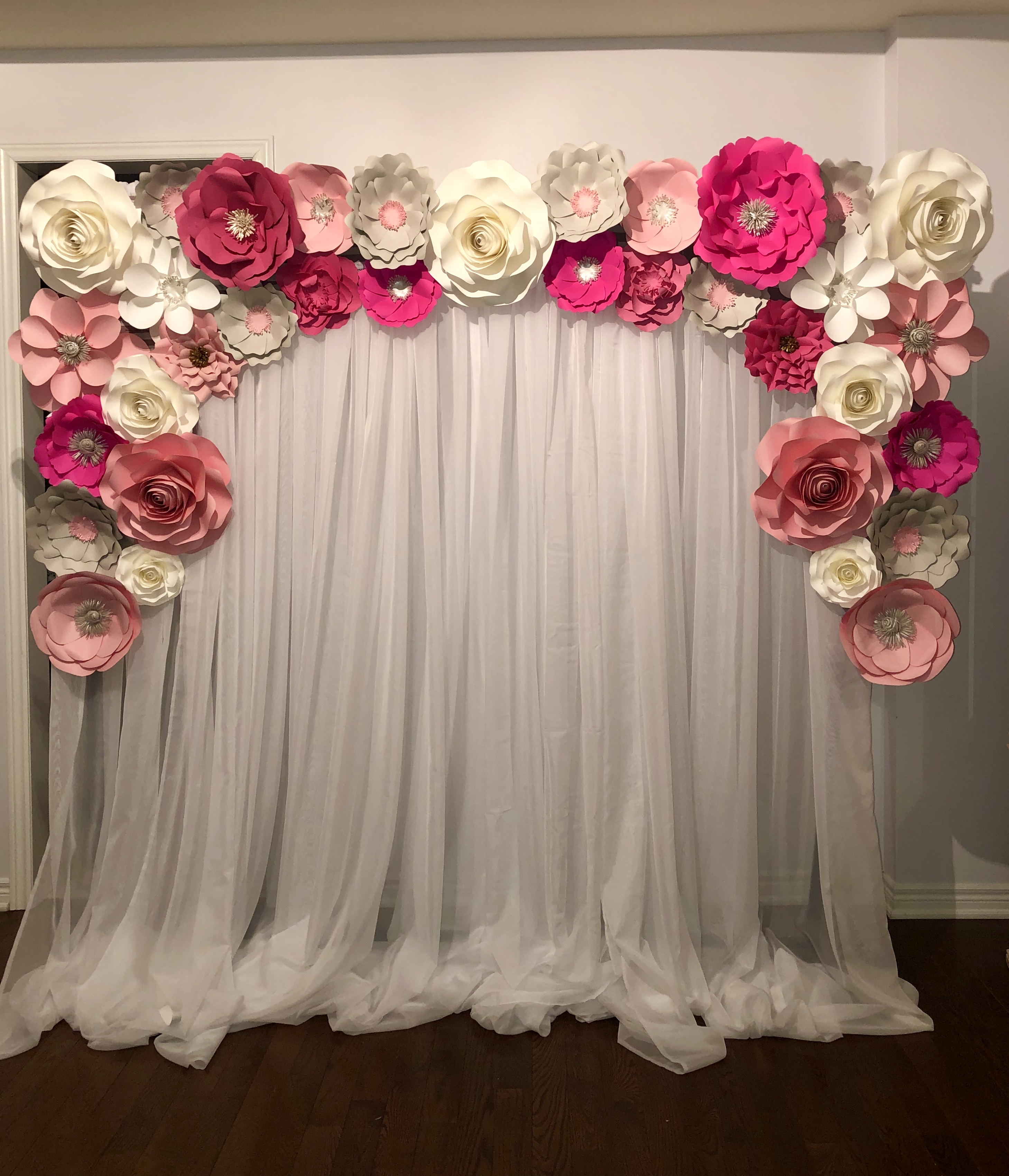 Pink Paper Flower Wall Rental