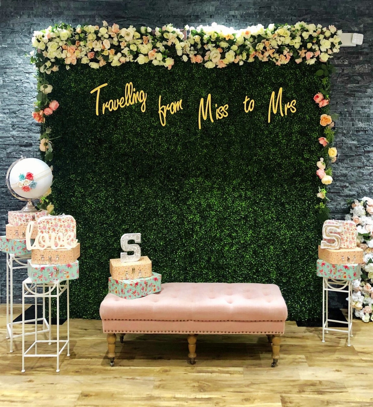 Green High Tea Flower Wall Rental